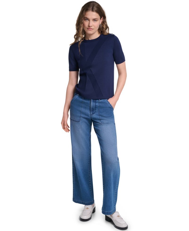 Petite Crewneck Short-Sleeve Sweater