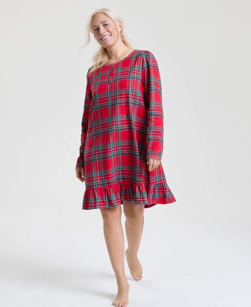 Women's Brinkley Plaid Flannel Sleep Dress Matching Family Pajamas