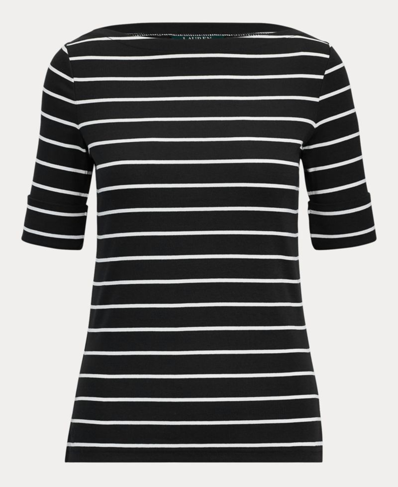 Women's Striped Boat Neck Top