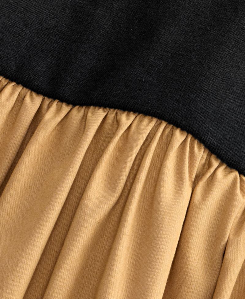 Women's Curved-Waist Mixed-Media Midi Dress