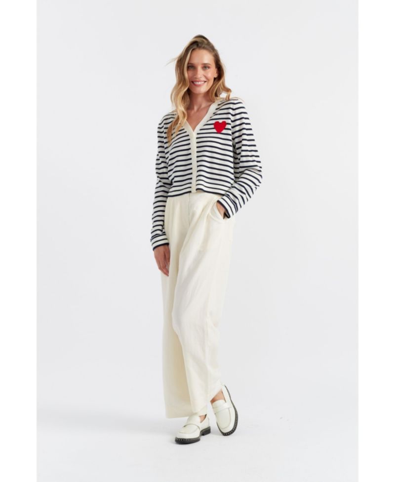Women's Chinti and Parker Pure Merino Heart Breton Cardigan