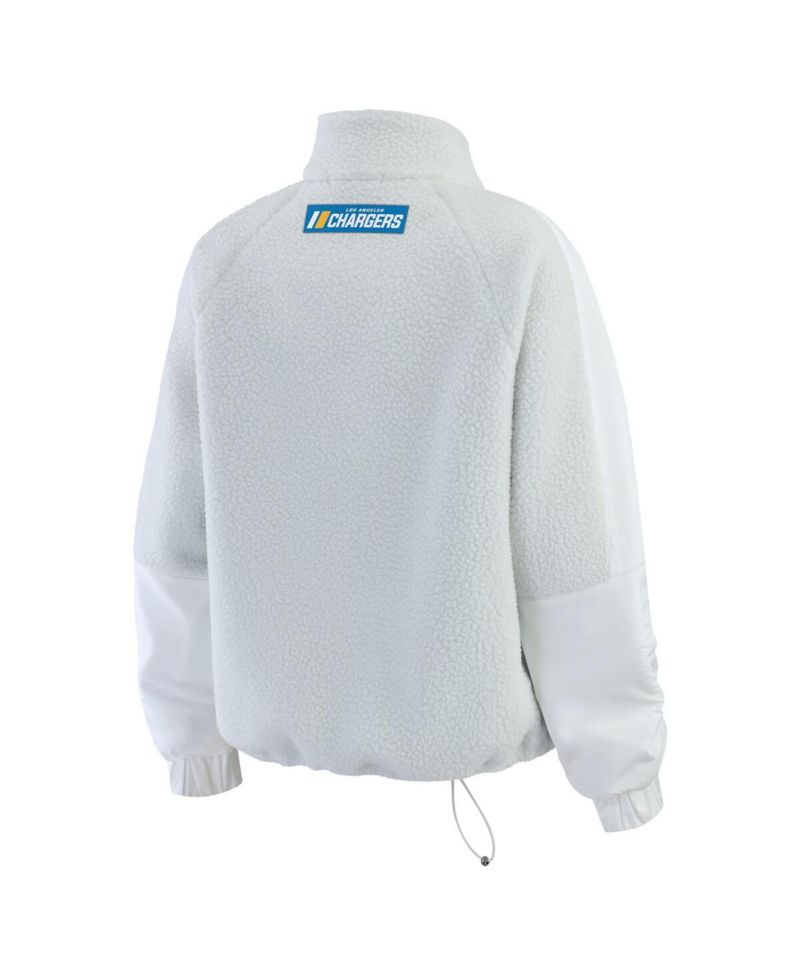 Women's White Los Angeles Chargers Polar Fleece Half-Zip Jacket