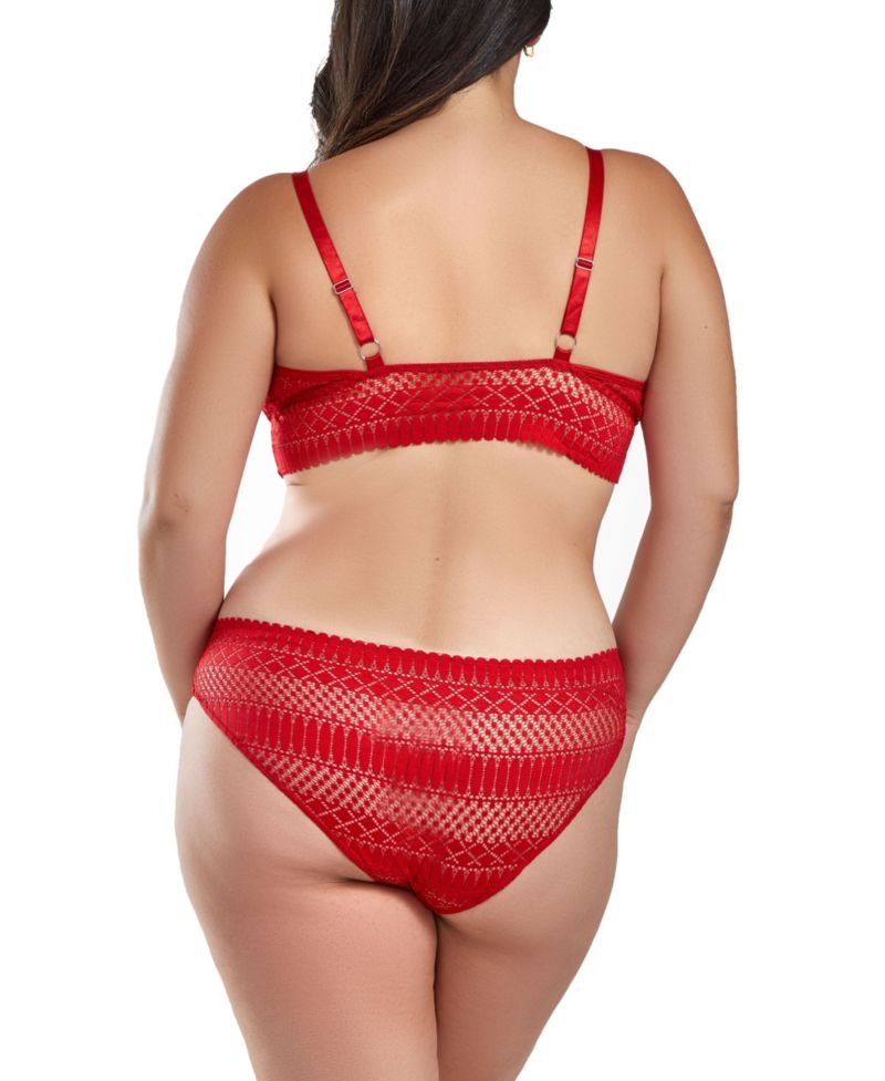 Plus Size 2 Piece Soft Cup Lace Bralette Lingerie Set