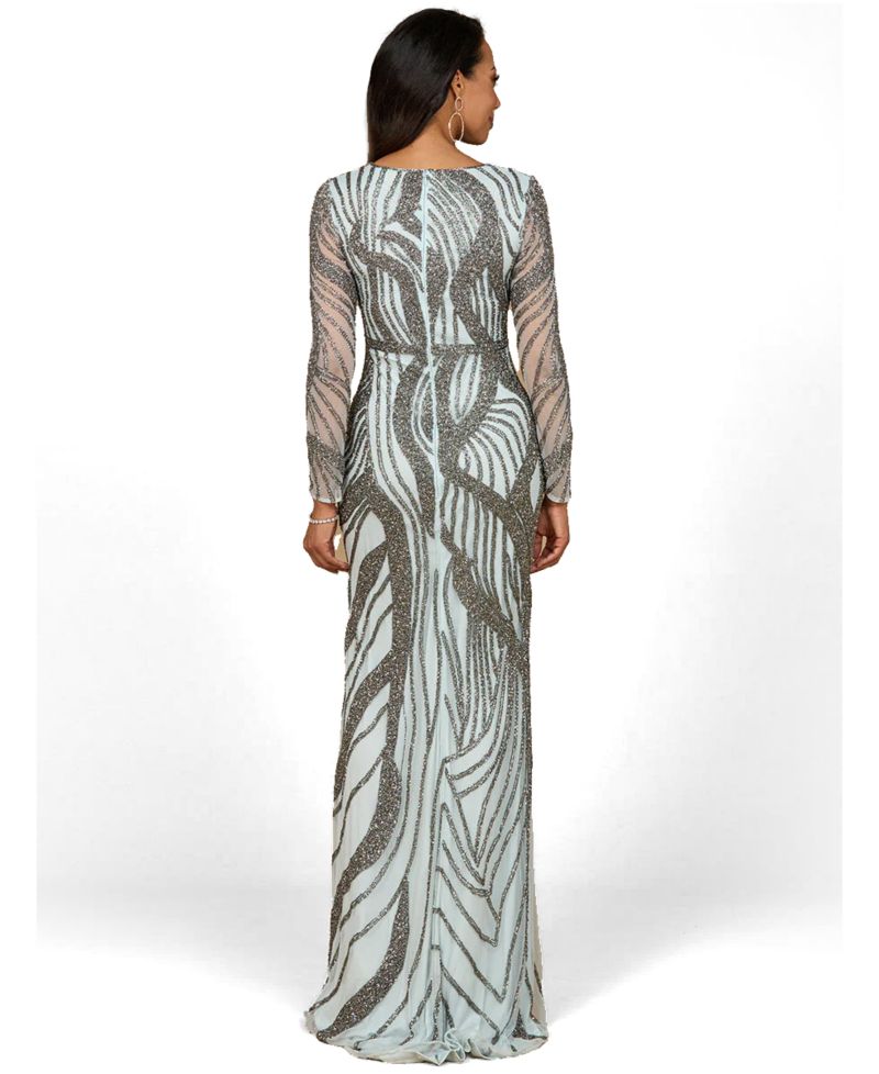 Women's Cascading Beads Long Sleeve Dress