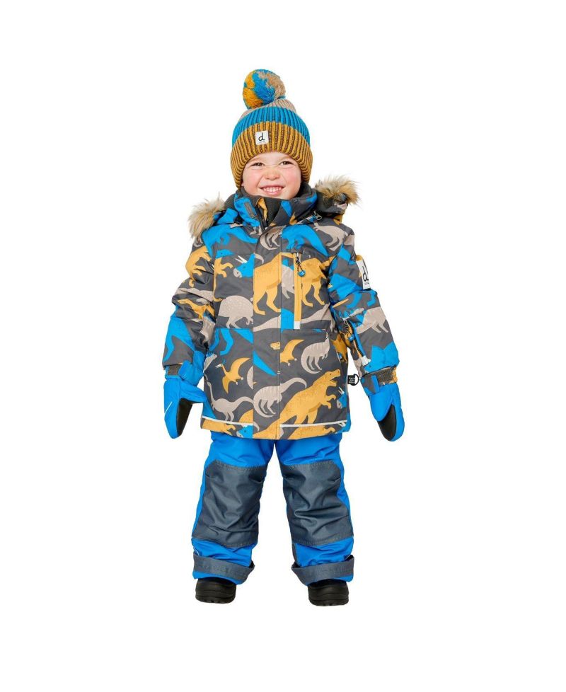 Little and Big Boy Two Piece Play Snowsuit Dinosaur Print with Pants