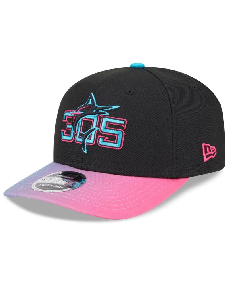 Men's Black/Pink Miami Marlins 2025 City Connect 9SEVENTY Adjustable Hat