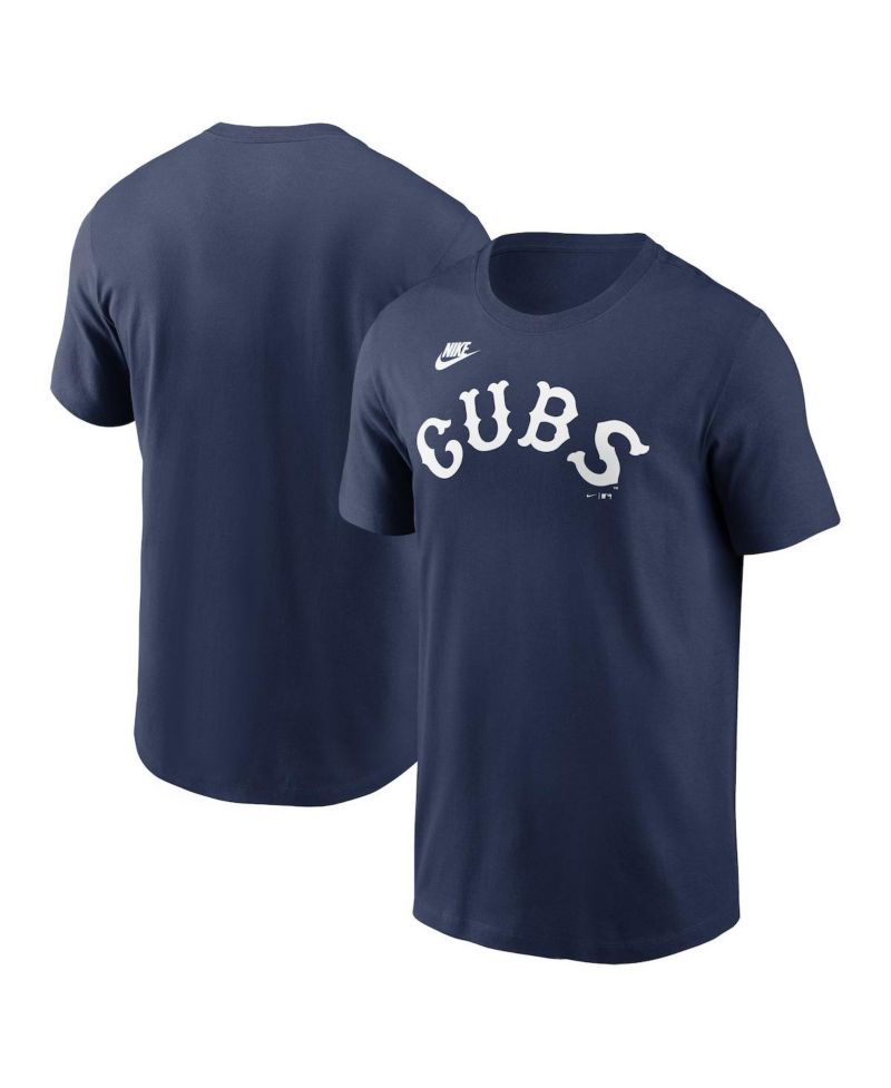 Men's Navy Chicago Cubs Cooperstown Wordmark T-Shirt