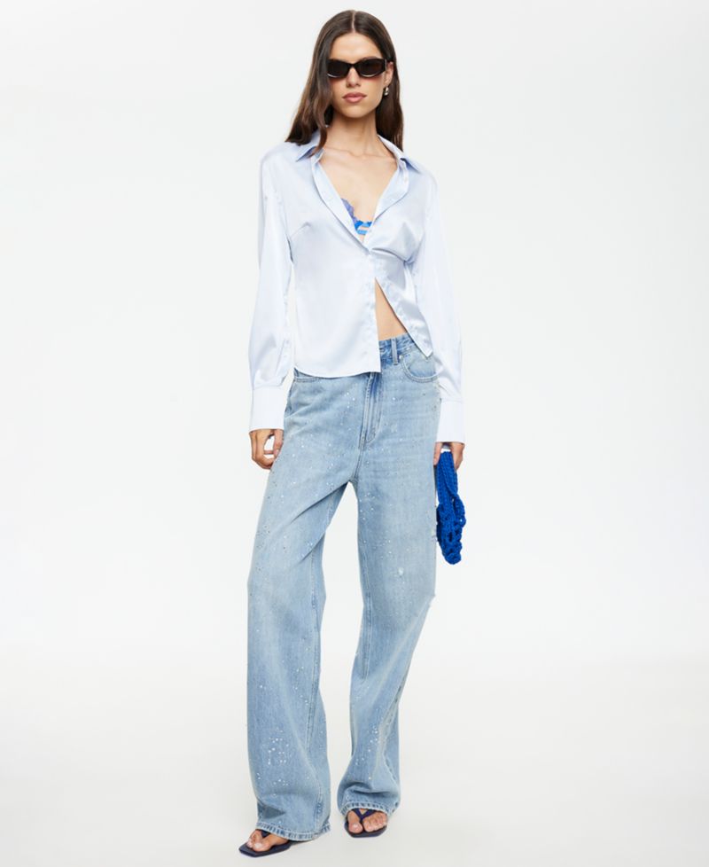 Women's Diamante Straight Cotton Jeans