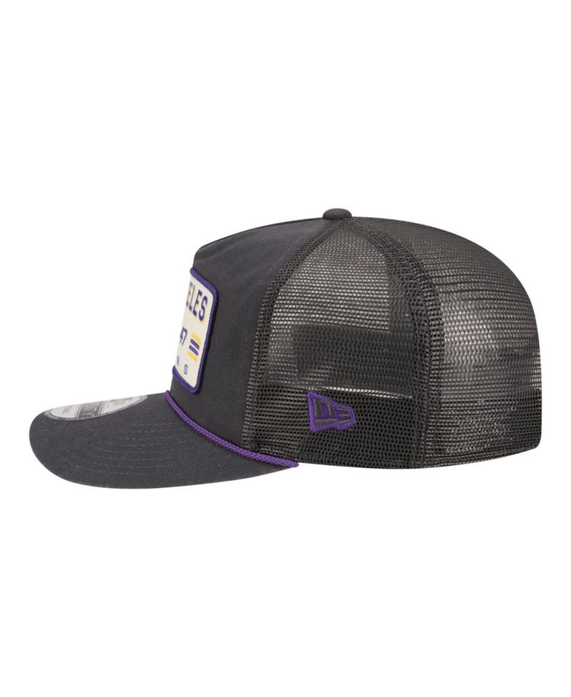 Men's Charcoal Los Angeles Lakers Washed Patch 19TWENTY Adjustable Trucker Hat