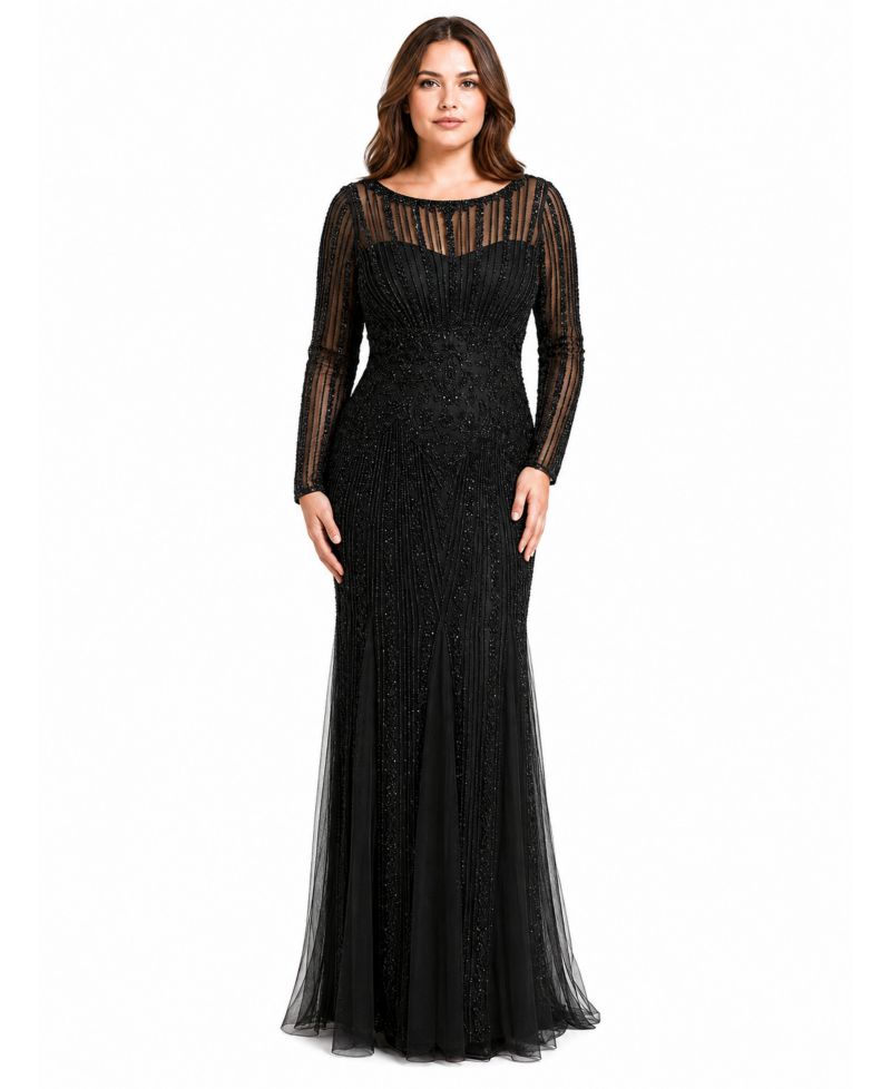 Women's High Neck Beaded Gown