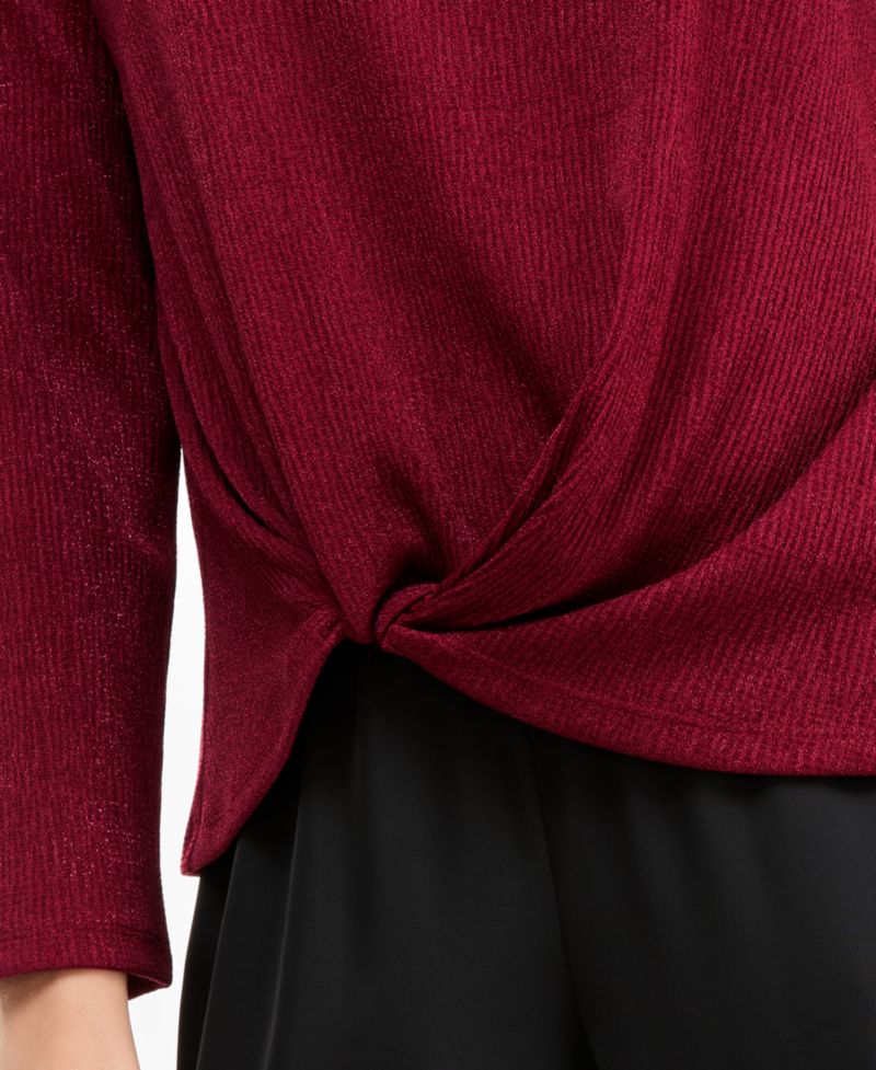 Women's Pleated Shine Twist-Front Top