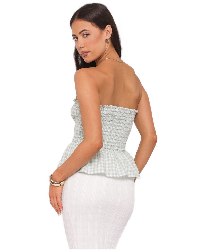 Women's Carina Gingham Strapless Bow Top