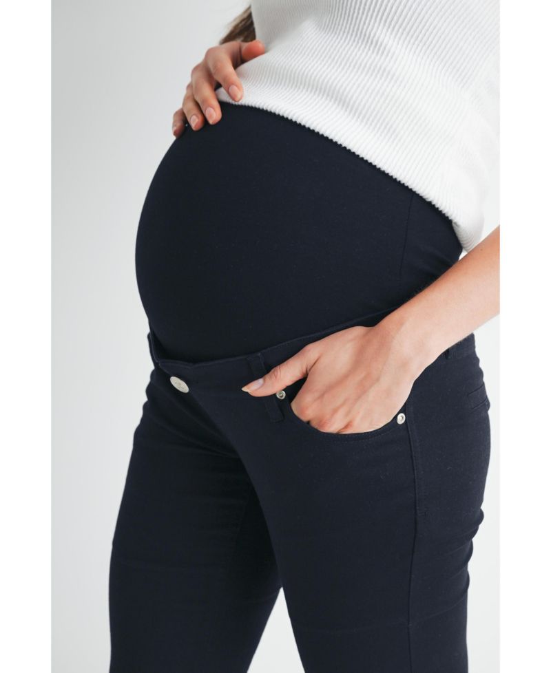 Maternity Straight Leg Pants with Over the Belly Panel and Pockets