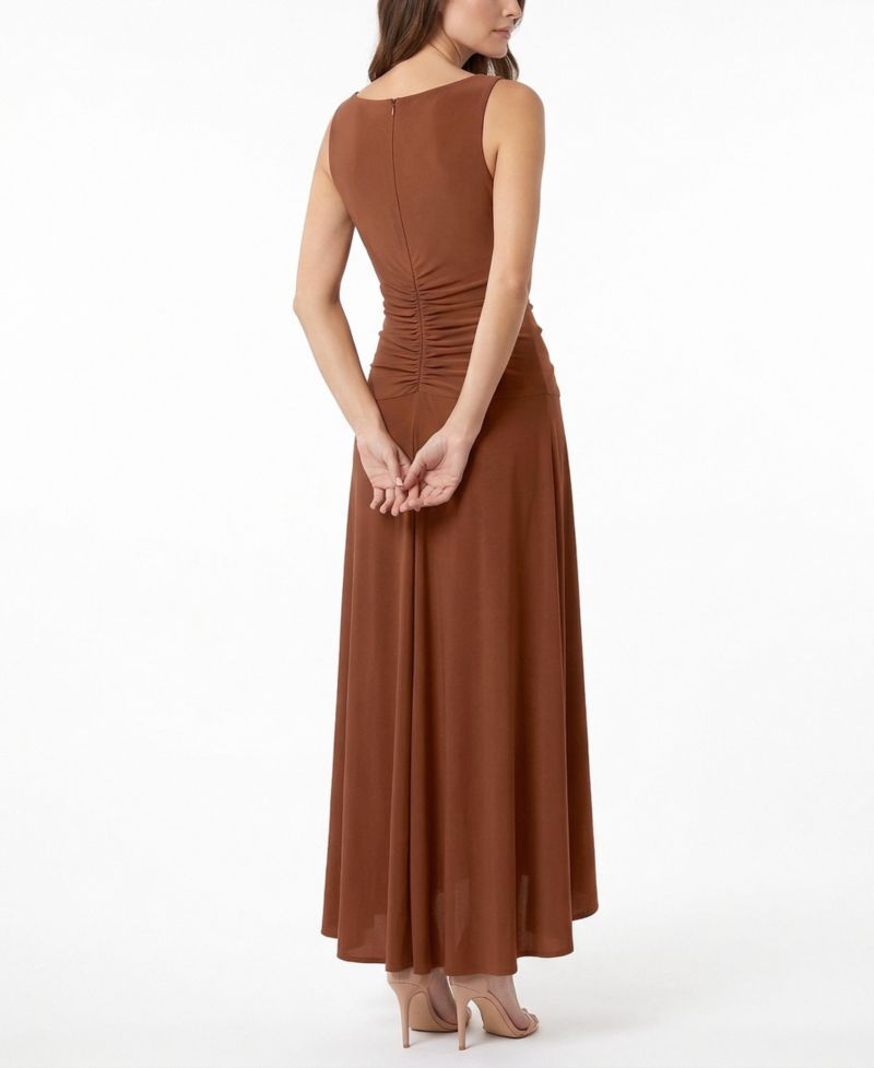 Women's V-Neck Sleeveless Ruffle Front Dress