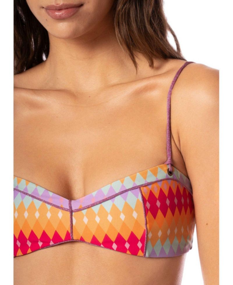 Women's Classic Bralette Reversible Geometric-Print Bikini Top