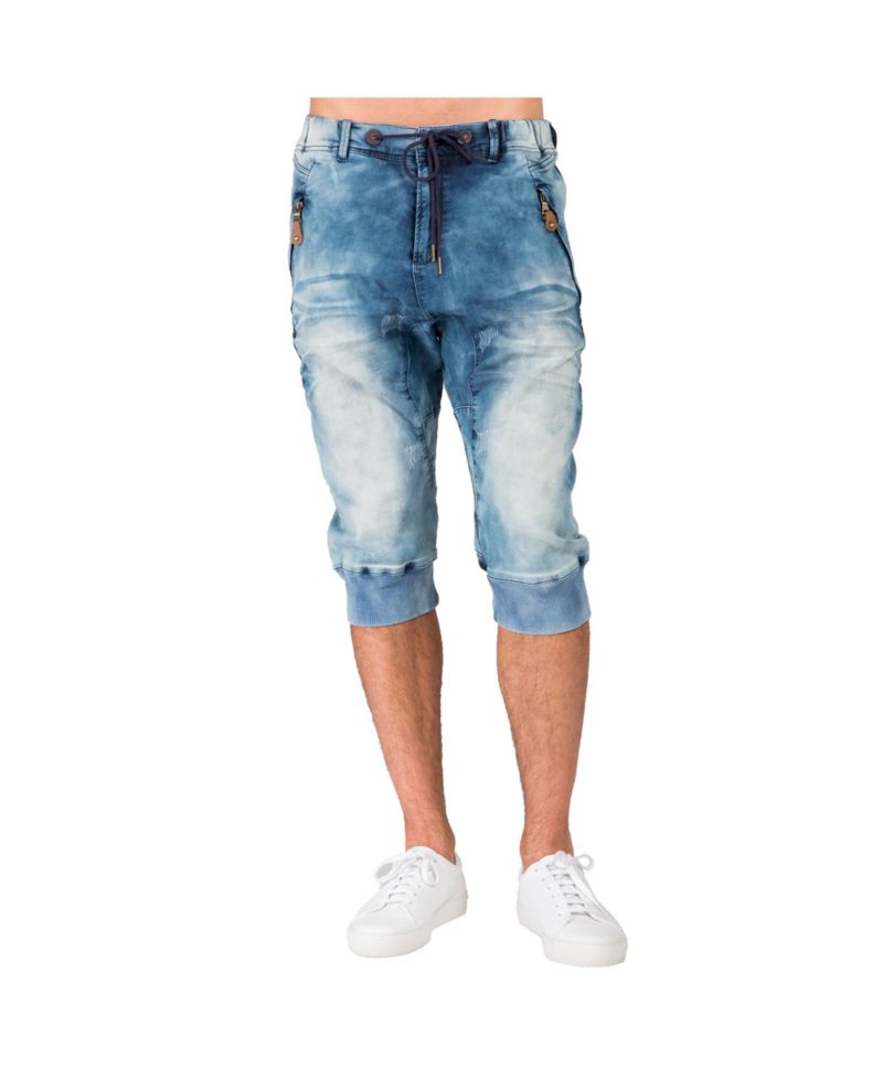 Men's Premium Knit Denim Jogger Capri Shorts