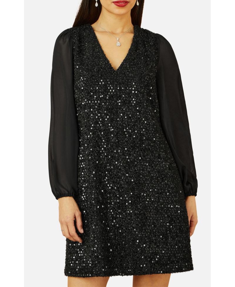 Women's Women'sSequin Tunic Dress With Tie Back