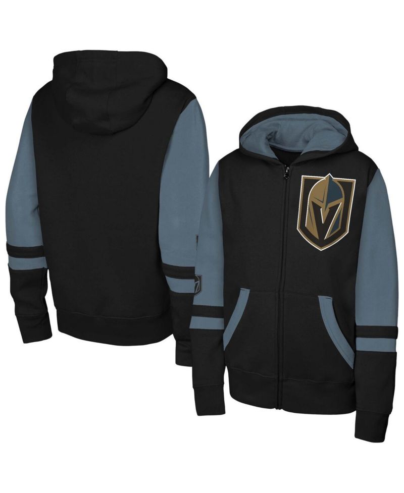 Big Boys and Girls Black Vegas Golden Knights Face Off Full-Zip Hoodie