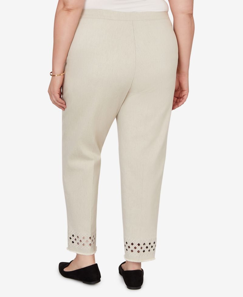 Plus Size Detail Driven Geometric Cut Out Flat Front Ankle Pants