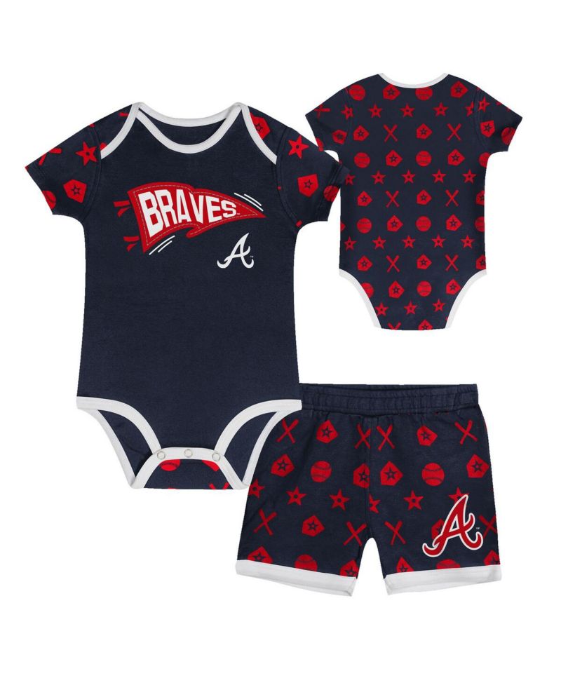 Big Boys and Girls Navy Atlanta Braves On Deck 2-Piece Diaper Cover Set