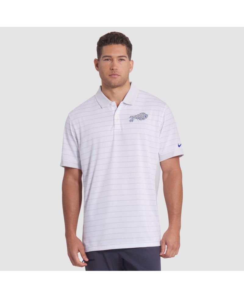 Men's White Buffalo Bills 2025 Rivalries Collection Sideline Victory Striped Dri-FIT Polo Shirt