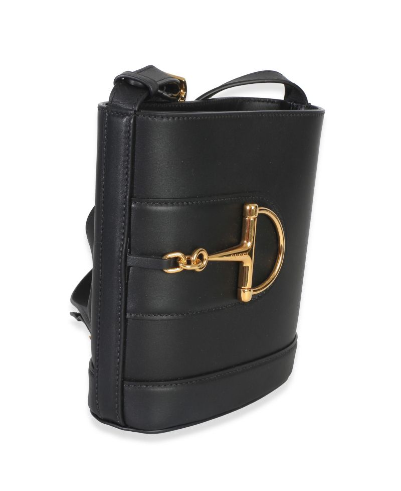 Black Smooth Calfskin Hasler Horsebit 73 Small Bucket Bag