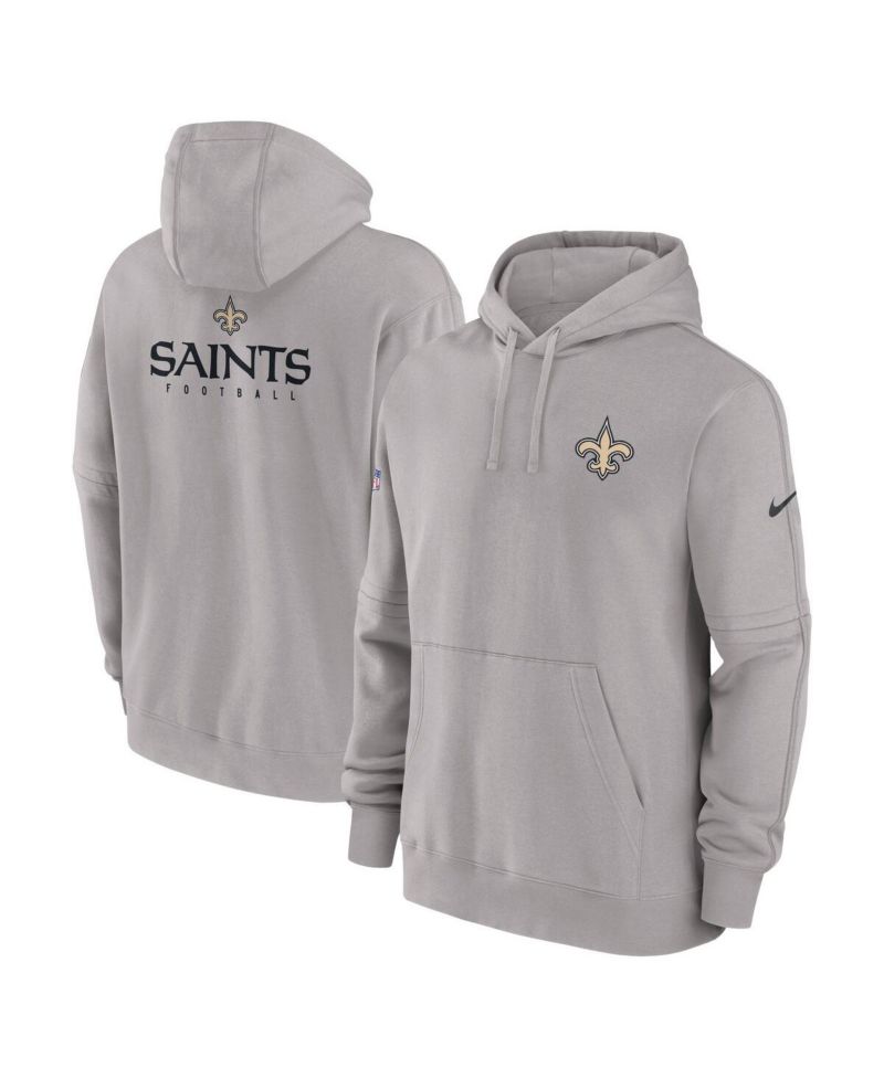 Men's Gray New Orleans Saints Sideline Club Fleece Pullover Hoodie
