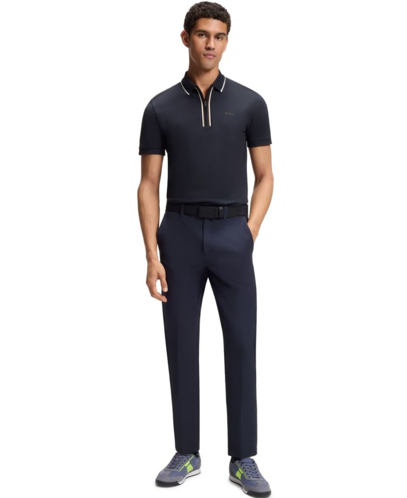 Men's Moisture-Wicking Stretch Cotton Slim-Fit Polo Shirt