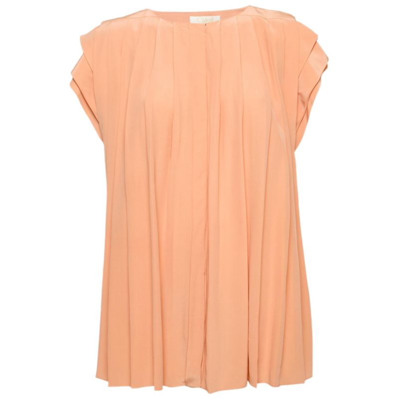 Women's Pre-Owned Chloandeacute Pink Silk Pleated Top