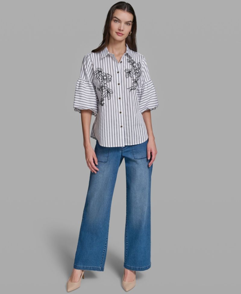 Women's Short-Sleeve Striped Shirt