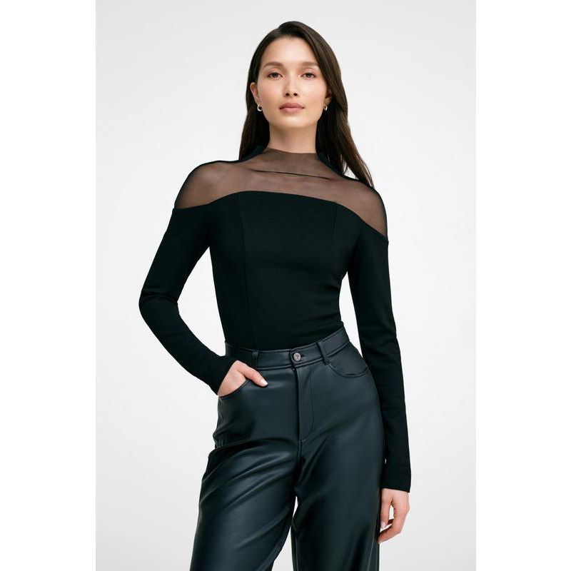 Women's Joanna Mesh Off-Shoulder Long-Sleeve Fitted Top