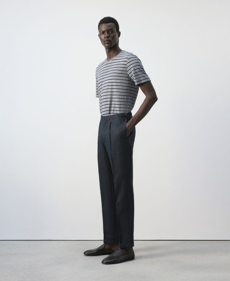 Men's Adjustable Bands Linen Suit Pants
