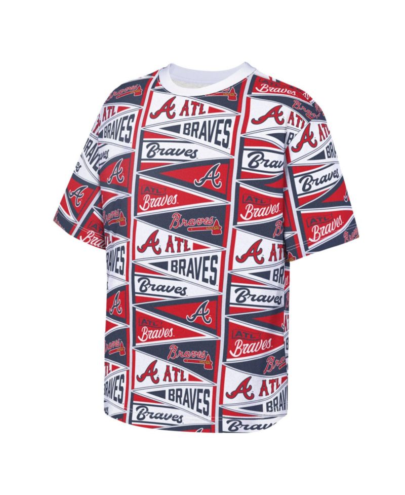 Big Boys and Girls Red Atlanta Braves All-Over Pennant T-Shirt