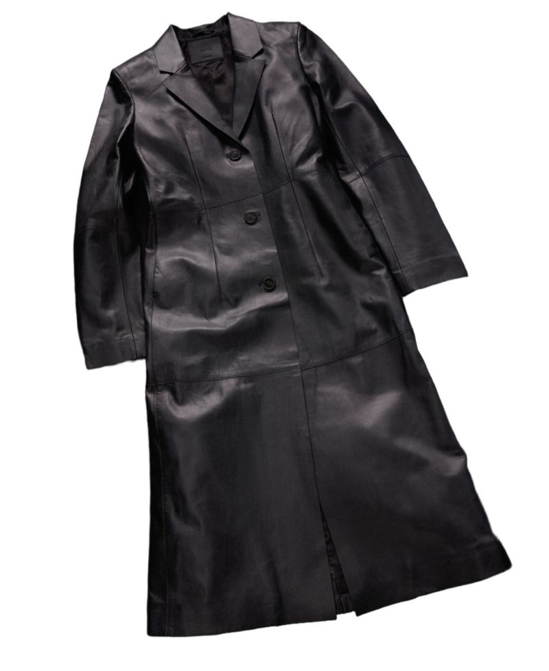 Women's Selection Leather Lapel-Collar V-Neck Fitted-Waist Coat