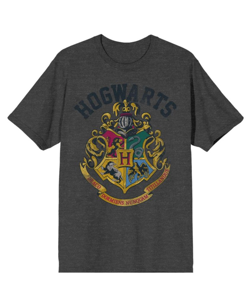 Men's Hogwarts Crest Charcoal Heather T-shirt-3X-Large