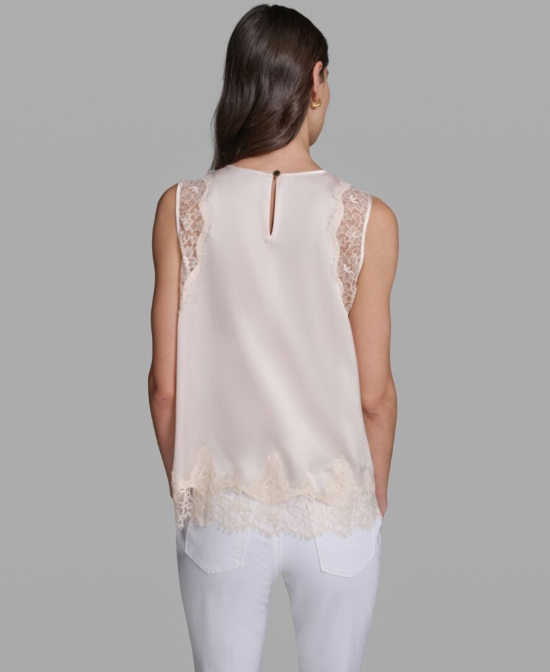 Women's Sleeveless Lace Trim Cami Top
