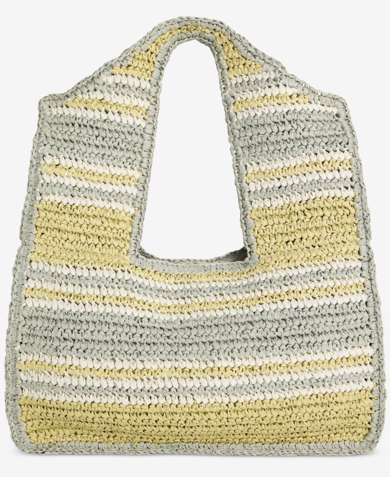 Marled Cut Out Straw Tote