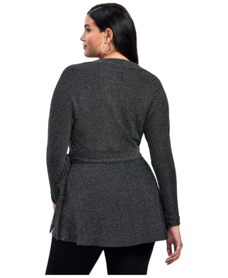 Women's Plus Size Glamour Sparkle Wrap Top