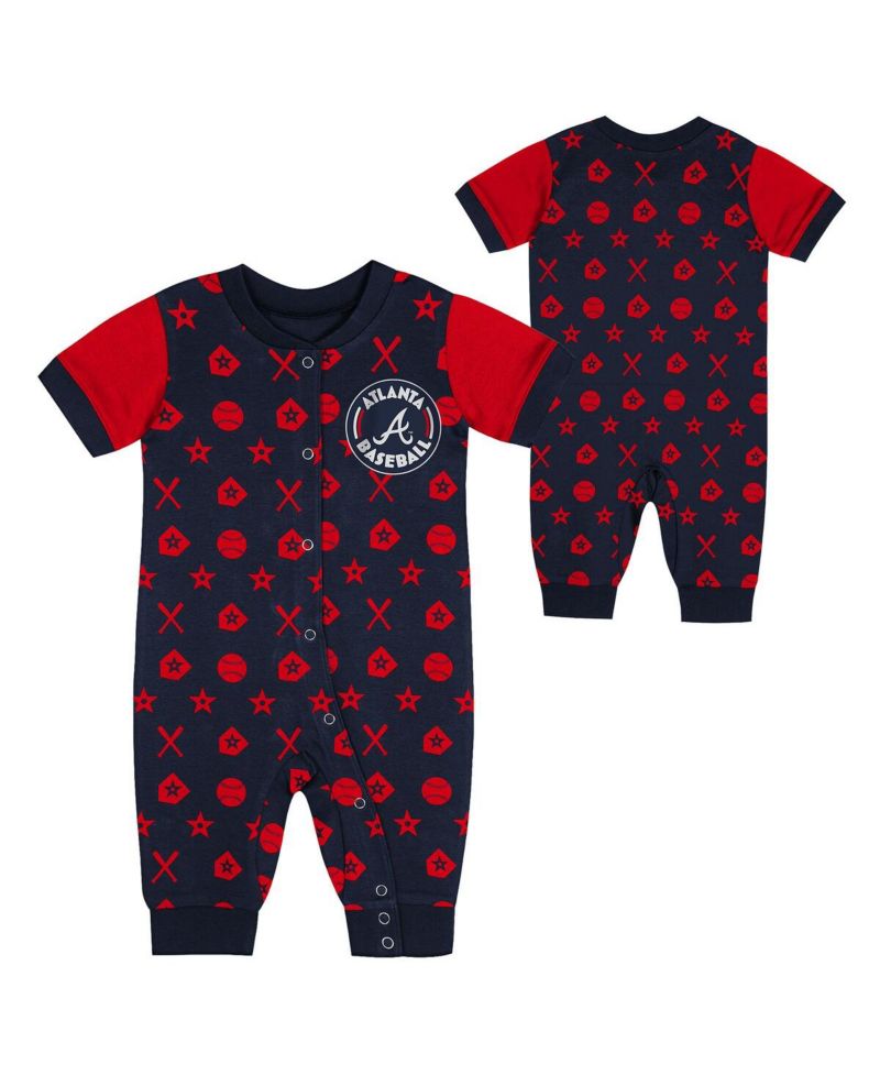 Newborn Navy Atlanta Braves Hard 90 Coveralls