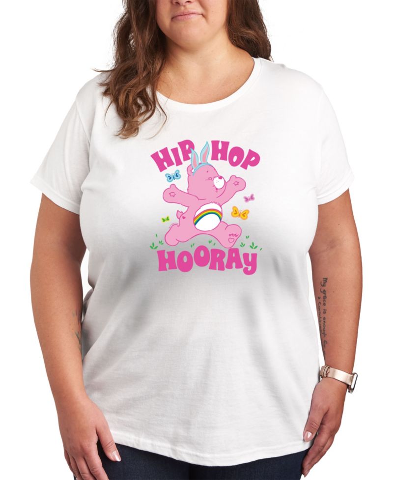 Plus Size Care Bears Easter Hip Hooray Graphic Crew Neck T-Shirt