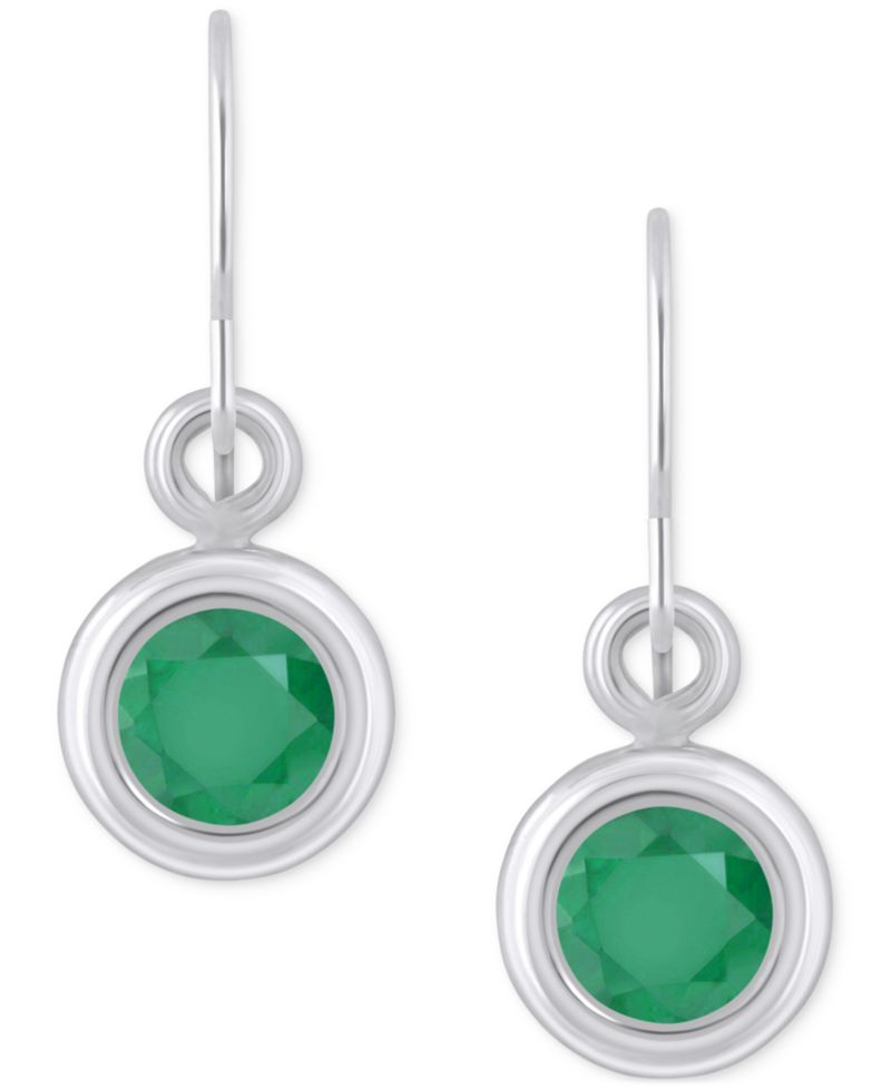 Sapphire Bezel Fish Hook Drop Earrings (3/4 ct. t.w.) in 10k Gold (Also Available in Ruby & Emerald)