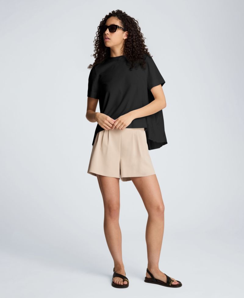 Women's Short-Sleeve High-Low Pleated Back T-Shirt
