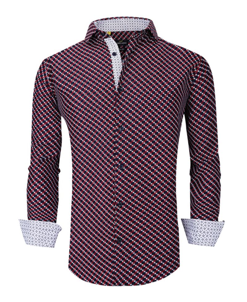 Men's Slim Fit Business Nautical Button Down Dress Shirt