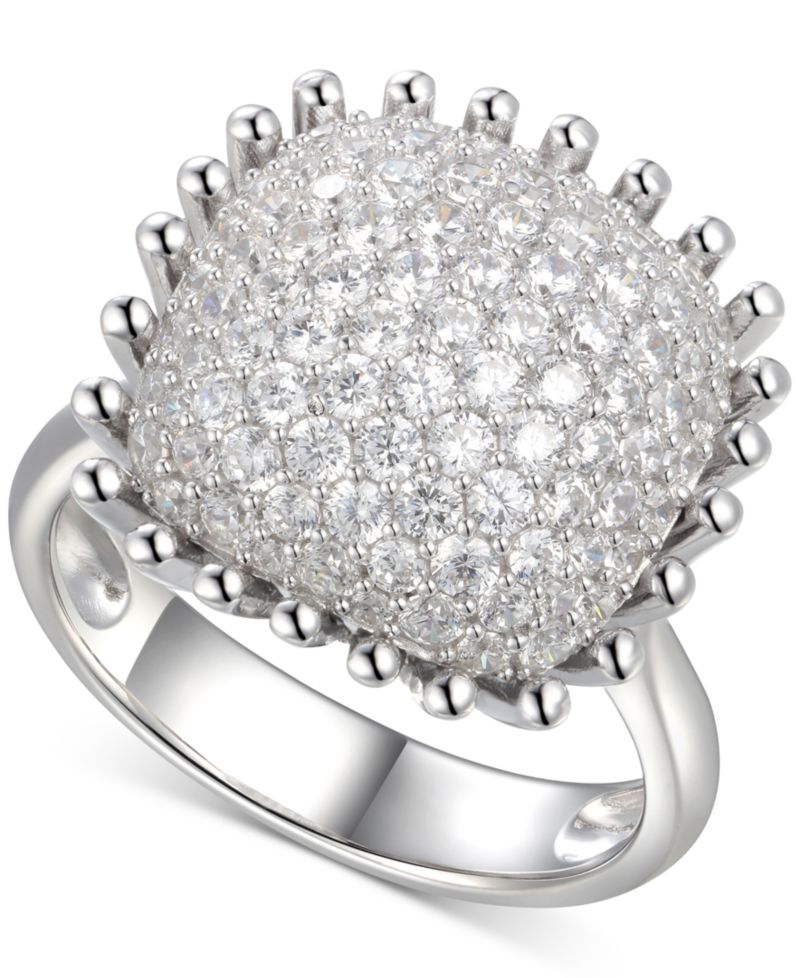 Cubic Zirconia Pav&eacute; Statement Ring in Sterling Silver