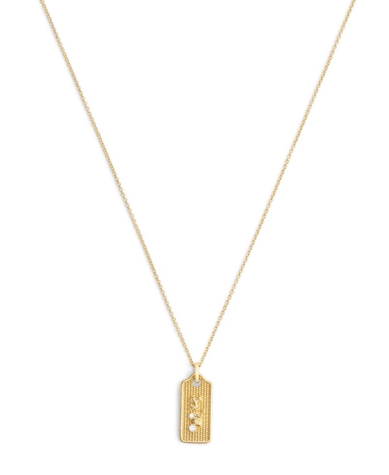 Gold Signature Hangtag Pendant Necklace