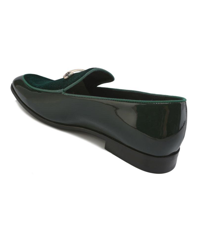 Men's Velvet & Patent Leather Slip On Dress Loafer