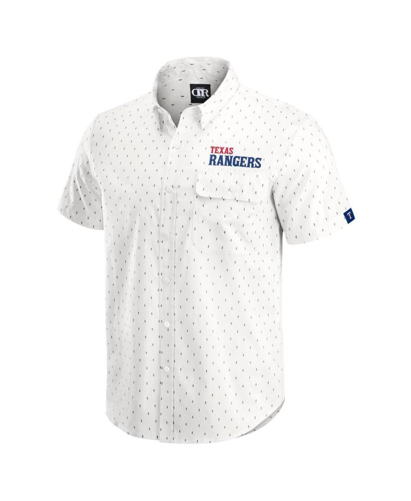 Darius Rucker Collection by Men's Cream Texas Rangers Printed Button-Down Shirt