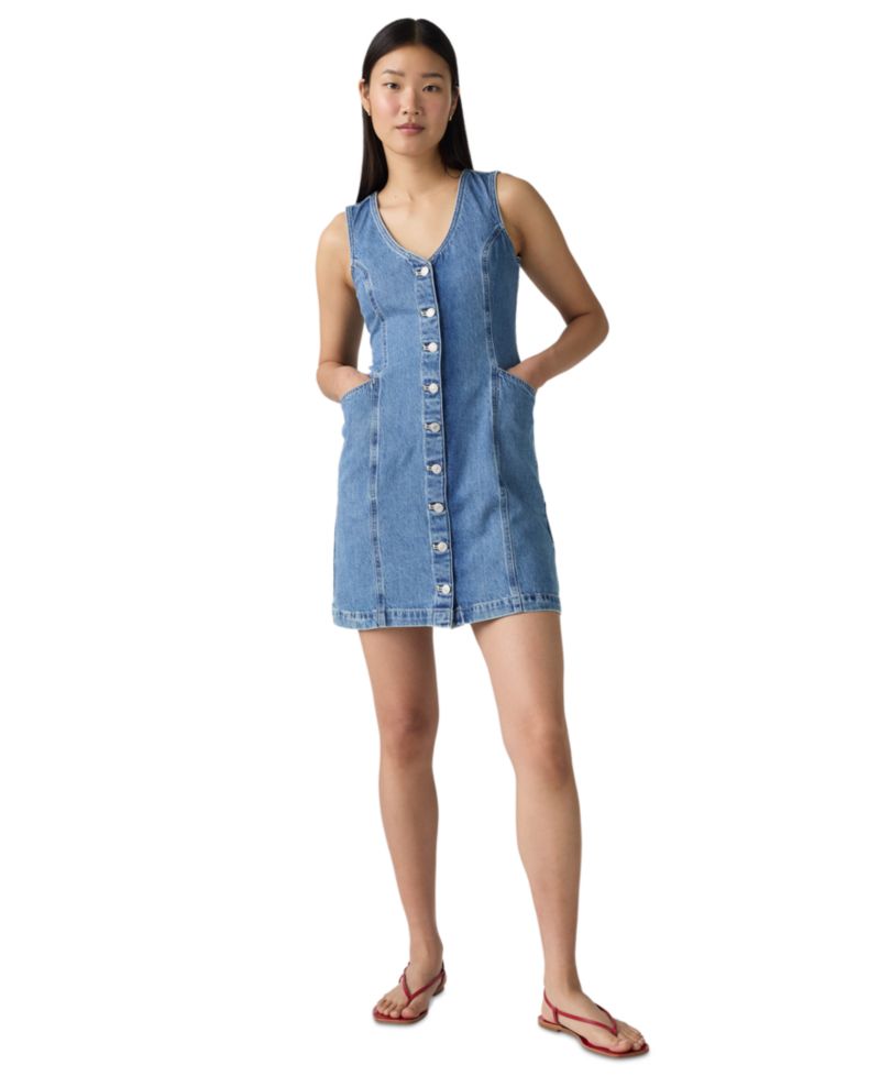 Women's Vianna Denim Button-Front Vest Dress