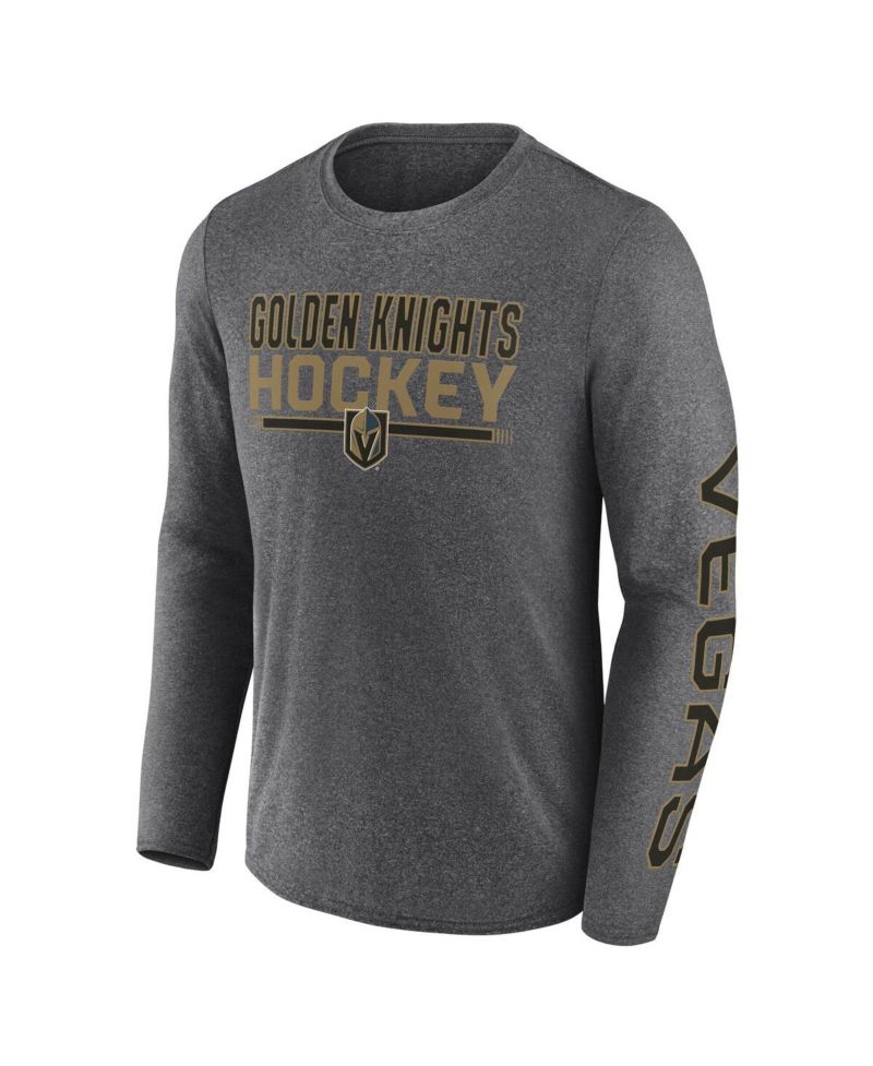 Men's Heather Charcoal Vegas Golden Knights Sweep Iconic Synthetic Long Sleeve T-Shirt