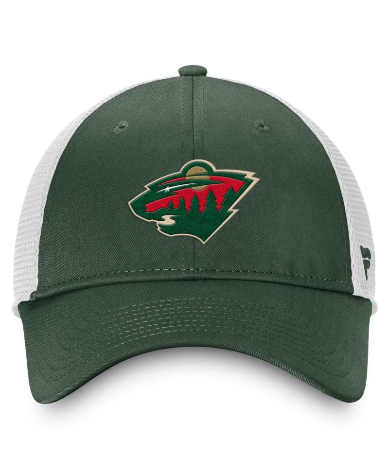 Men's Green/White Minnesota Wild Core Primary Logo Trucker Adjustable Hat